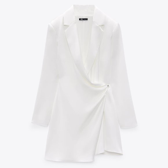 Zara Satin Effect Shoulder Pad Dress - Picture 3 of 6